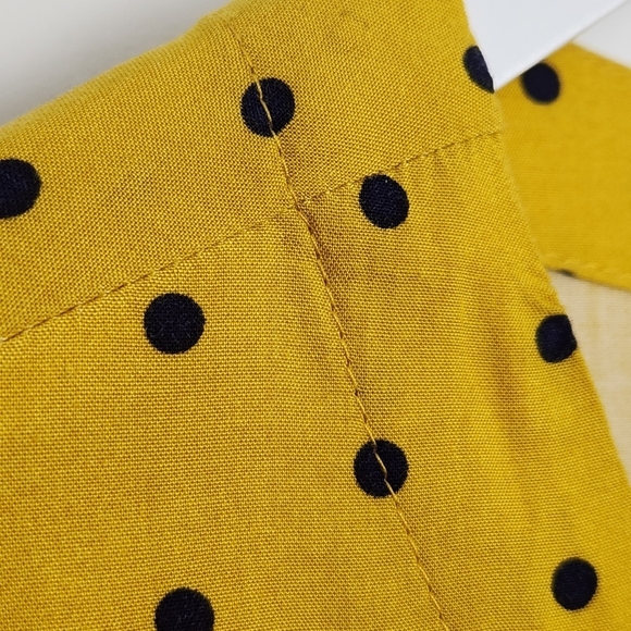 Morgan Taylor Women's Yellow/Black Polkadot Blouse Top Size M - Picture 3 of 10
